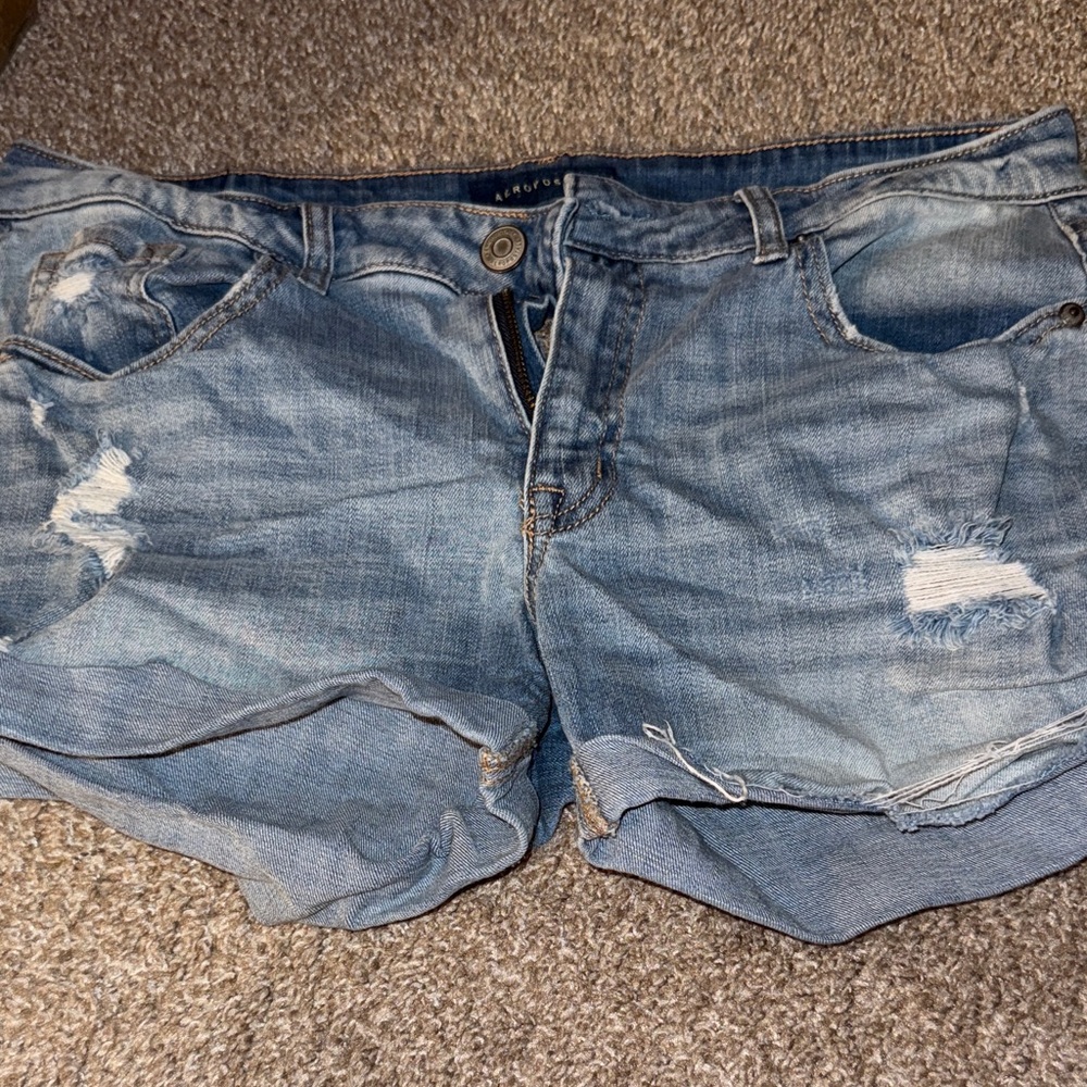 Aeropostale Distressed Blue Jean Shorts